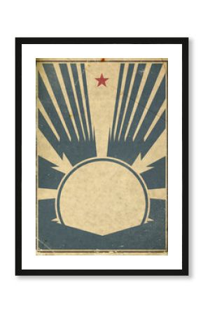 Retro Revolution Propaganda Poster. Stilisierte Sonnestrahlen auf grunge Papier Hintergrund