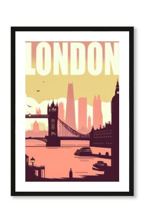 Discover this old vintage poster about the British capital London and its characteristic monuments. Ideal for graphic use or any other project. Generative AI