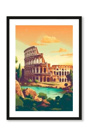 Rome retro city poster 