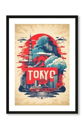 Tokyo poster with a graffiti