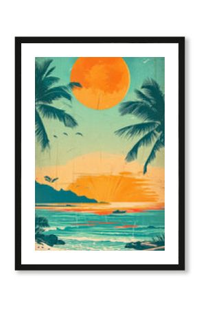 Mediterranean vintage poster of summer time