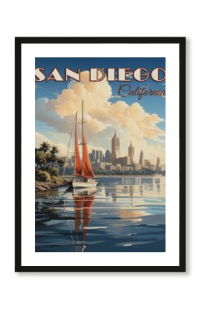 Vintage travel poster of San Diego, California 