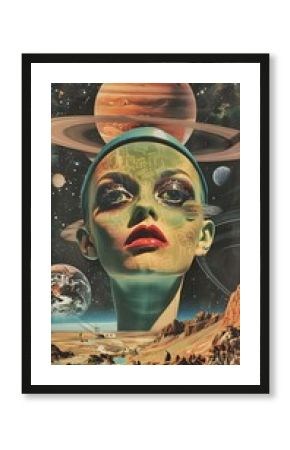 retro collage space art poster