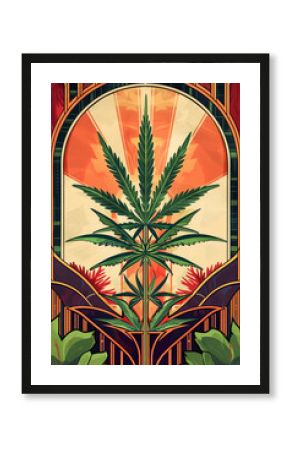 Art deco poster of a 1920s themed cannabis lounge elegant lines