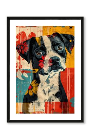 Retro French Bulldog Bliss - Colorful abstract Poster