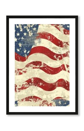 Vintage-style Memorial Day pattern with distressed American flags.