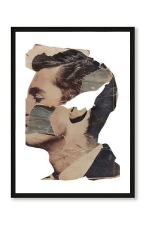 PNG Sad man collage cutouts painting person human.