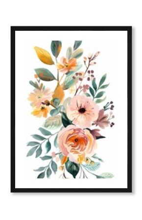 Vintage watercolor decoration wedding card flowers illustration poster background