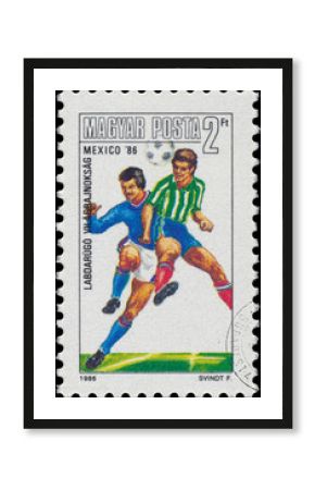 Stamp printed in Hungary shows the World Cup Football Championsh