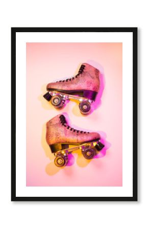 Retro pink glittery roller skate - poster layout design