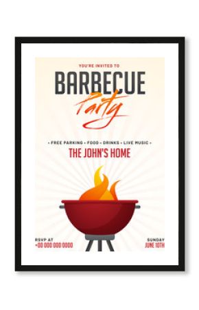 Barbecue Poster, Flyer, Template or Invitation Design.