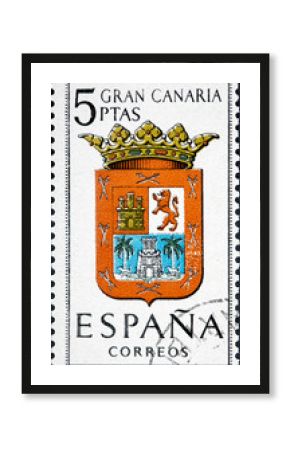 stamp printed in Spain dedicated to Arms of Provincial Capitals shows Gran Canaria