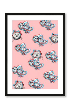 cats and birds -carved modern BACKGROUND 3d style