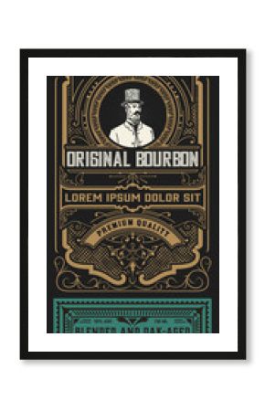 Old label design for Whiskey and Wine label, Restaurant banner, Beer label.  illustration