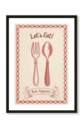 vintage restaurant menu design with cutlery. food poster 