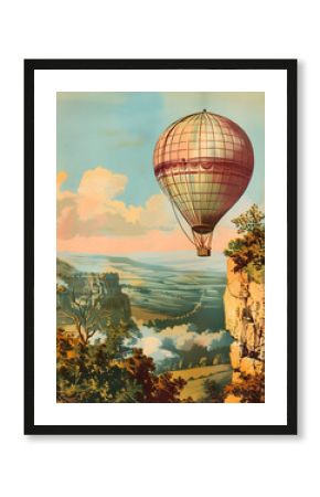 Vintage hot Air Balloon postcard