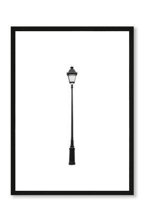 Black street lamp  isolated on transparent background, png.