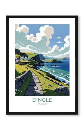 Dingle Ireland Eco Friendly Travel Poster Illustration Wall Art Decor Gift Print