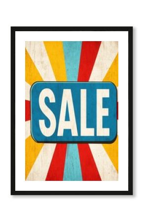 Vintage sale sign design with vibrant colors and bold typography creating an eye-catching advertisement.