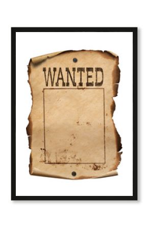 Wild west wanted poster isolated on white