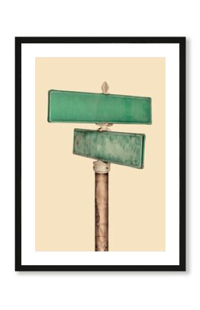 Two vintage green empty street name signs