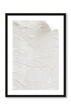 Blank white crumpled and creased paper poster element isolated