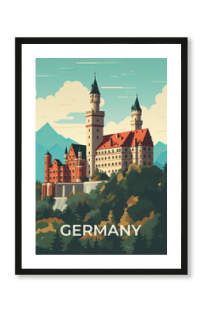 Germany vintage travel poster. How AI sees vacation in this country.