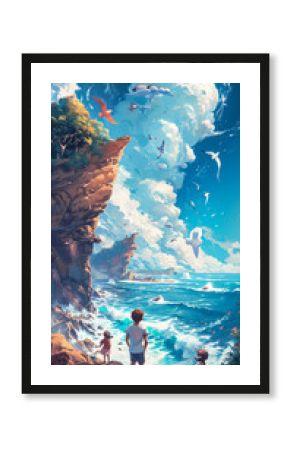 Mediterranean vintage poster of summer time