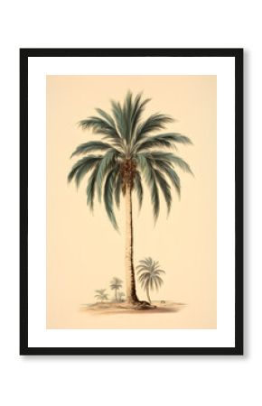 Vintage illustration of a palm tree, nice palm tree vintage illustration