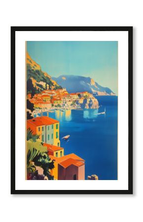 Sea landscape retro style vintage poster