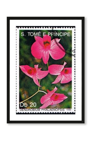 Postage stamp Sao Tome and Principe 1989 Dendrobium Phalaenopsis