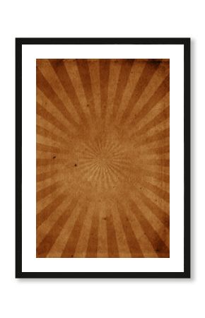 Retro sunbeams grunge background, old brown vintage poster
