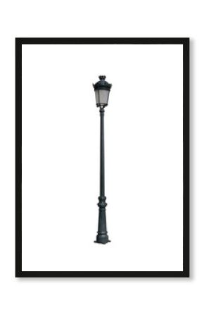 vintage street lamp post isolated on white background