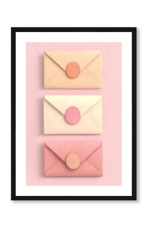 Pastel Pink Cream Envelopes Flatlay Minimalist Stationary Design