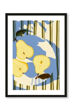 Pears on a Plate Art Print Poster