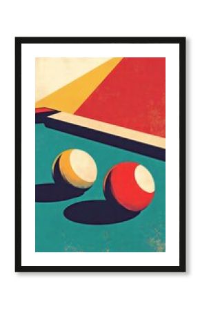 Abstract Pool Table with Balls - Geometric Minimalist Art