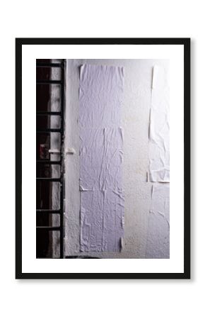 white crumpled and creased glued wrinkled paper poster texture background