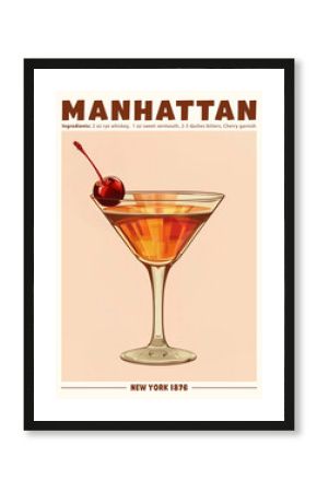 Manhattan Cocktail Poster New York 1876
