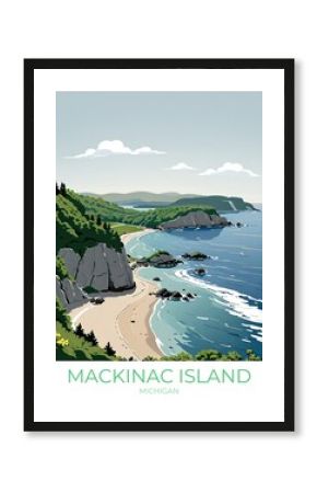 Mackinac Island Michigan Vintage Travel Poster Eco Friendly Home Decor Wall Art Print