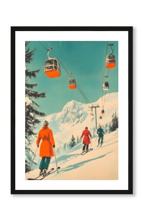 Vintage Scandinavian skiing postcard