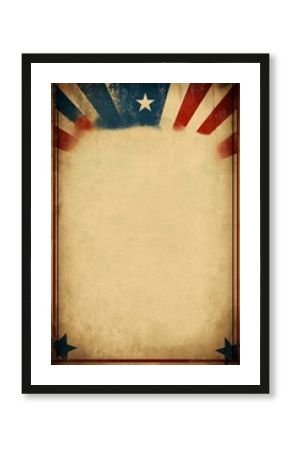 Vintage american flag background providing copy space. Empty vintage circus frame or poster