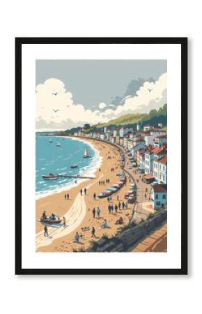 UK: Modern Poster Illustration Travel Print Decor Gift Paper Canvas Wall Retro Art