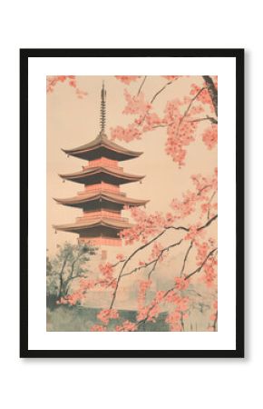 Japan retro travel poster design