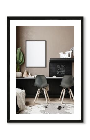 Mock up frame in children room background, 3D render