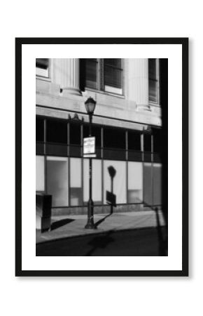 Street lamp with a hard shadow