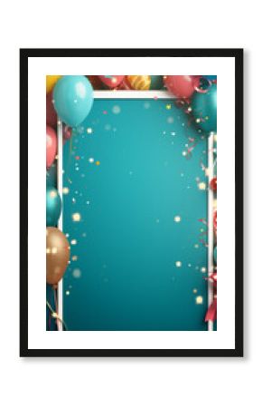 Nostalgia at its best Vintage birthday border design filled with streamers, confetti, balloons, and cakes