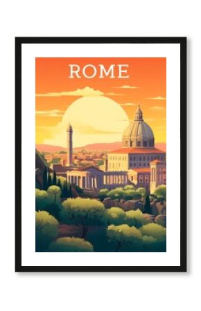 Rome retro city poster 
