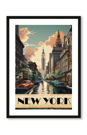 Vintage poster picturing New York