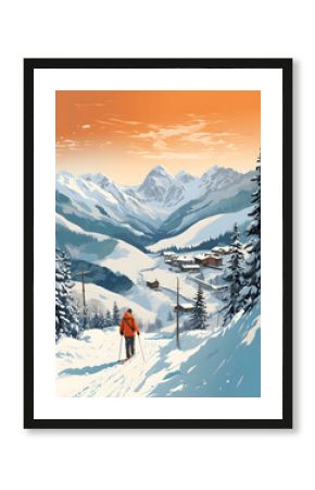 Vintage Ski Adventures, Pop Colors and Mountain Fun
