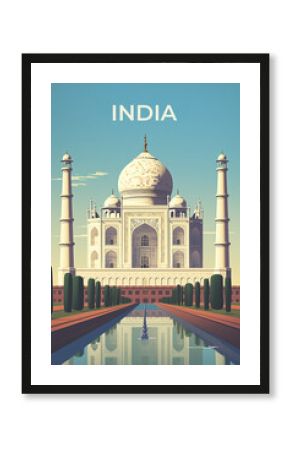 India vintage travel poster. How AI sees vacation in this country.